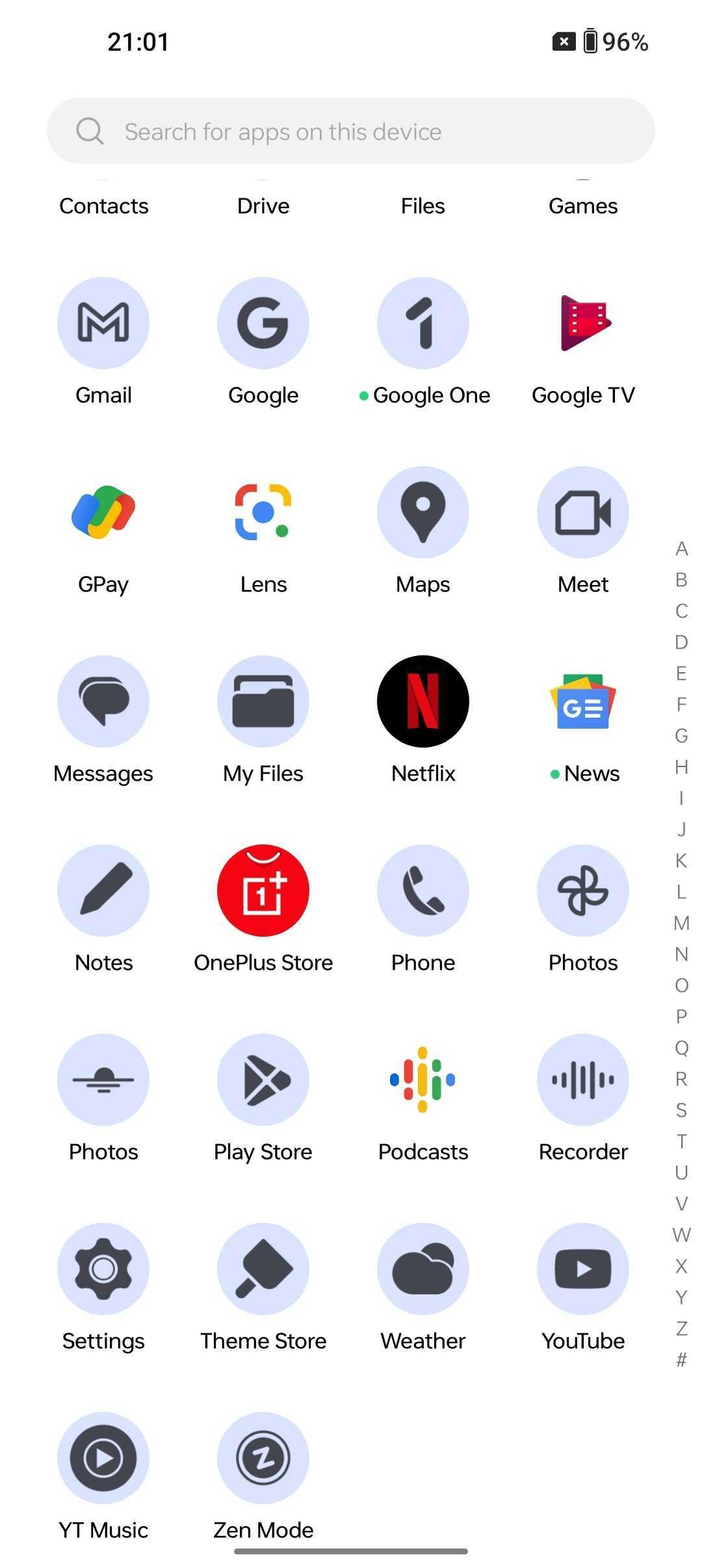 Daftar aplikasi yang terinstal di ponsel OnePlus
