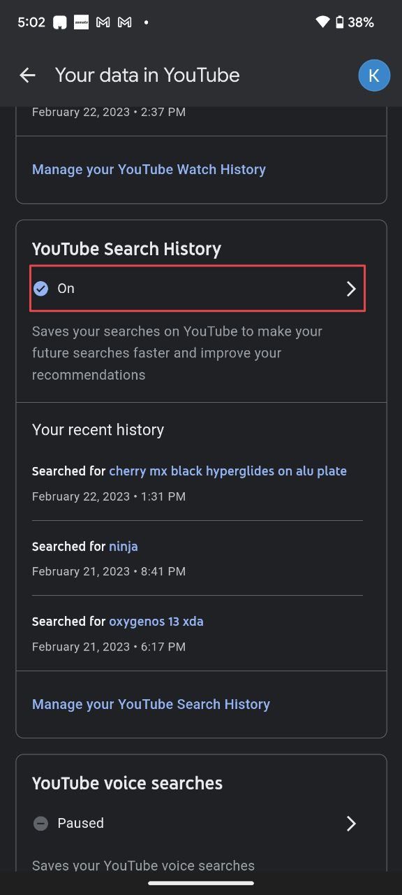 Clear search best sale in youtube