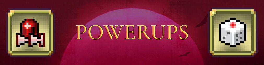 spanduk yang menunjukkan dua powerup dari Vampire Survivors