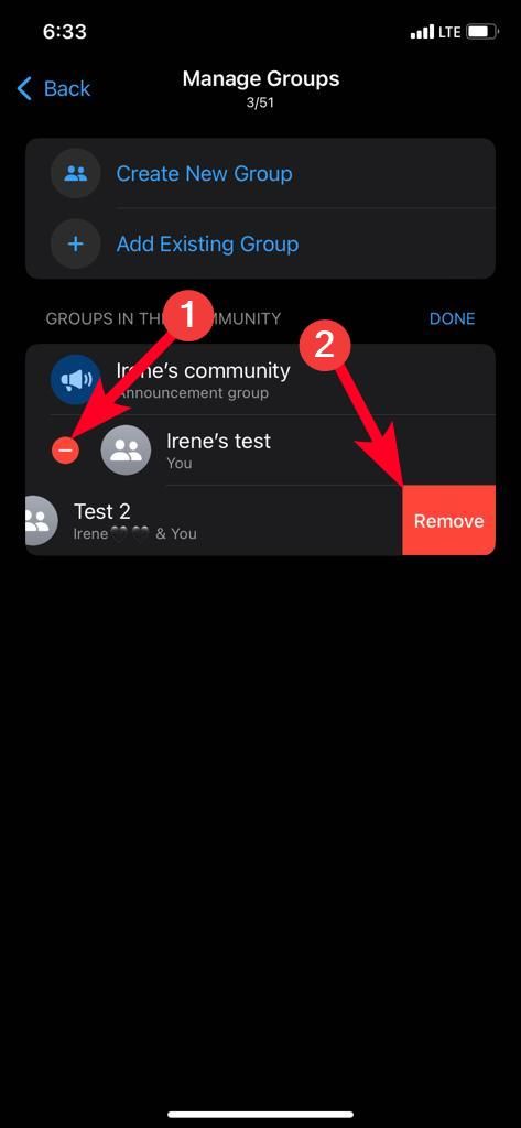 remove a group on WhatsApp community iPhone