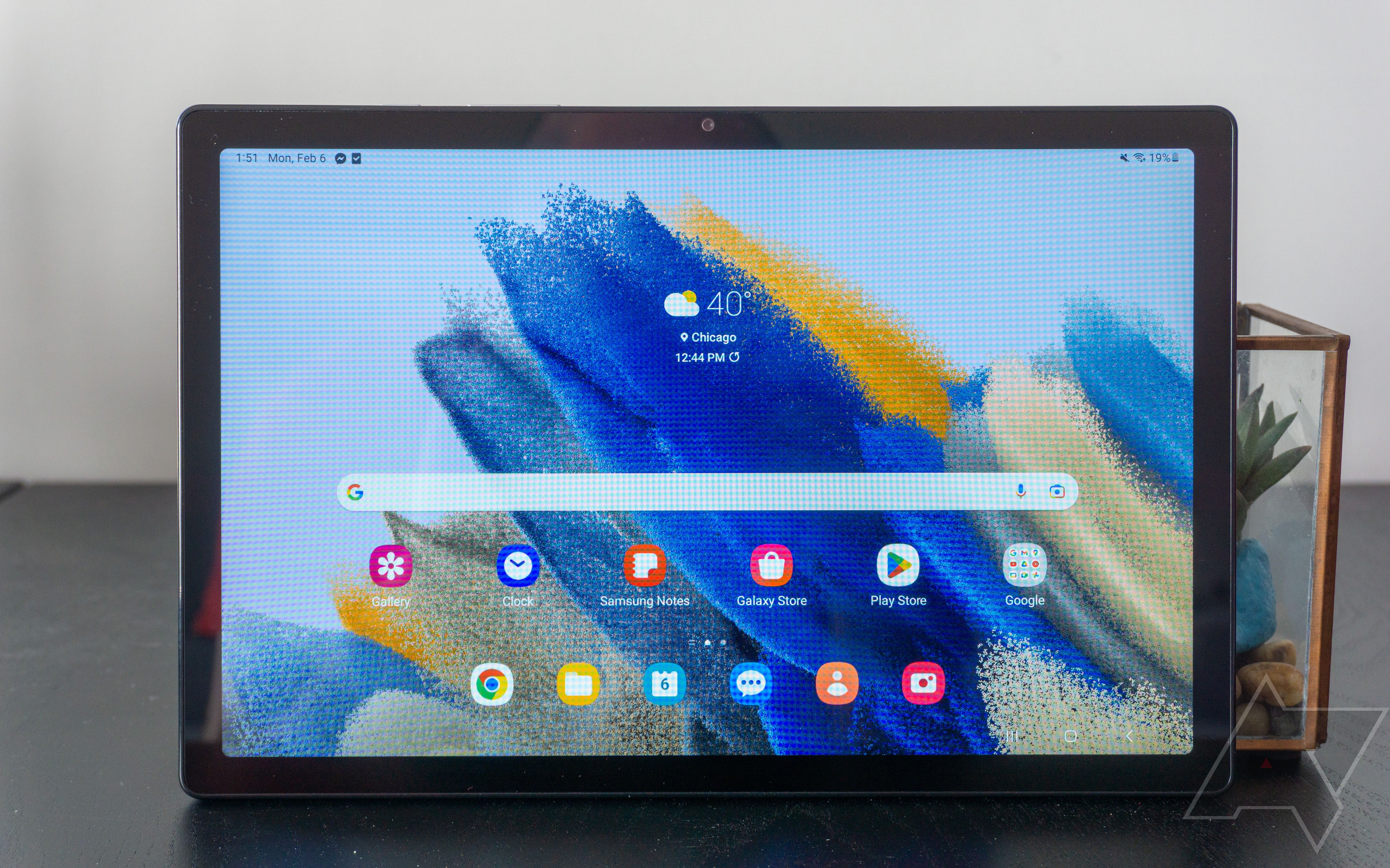 A photo of the front of the Samsung Galaxy Tab A8 when turned on
