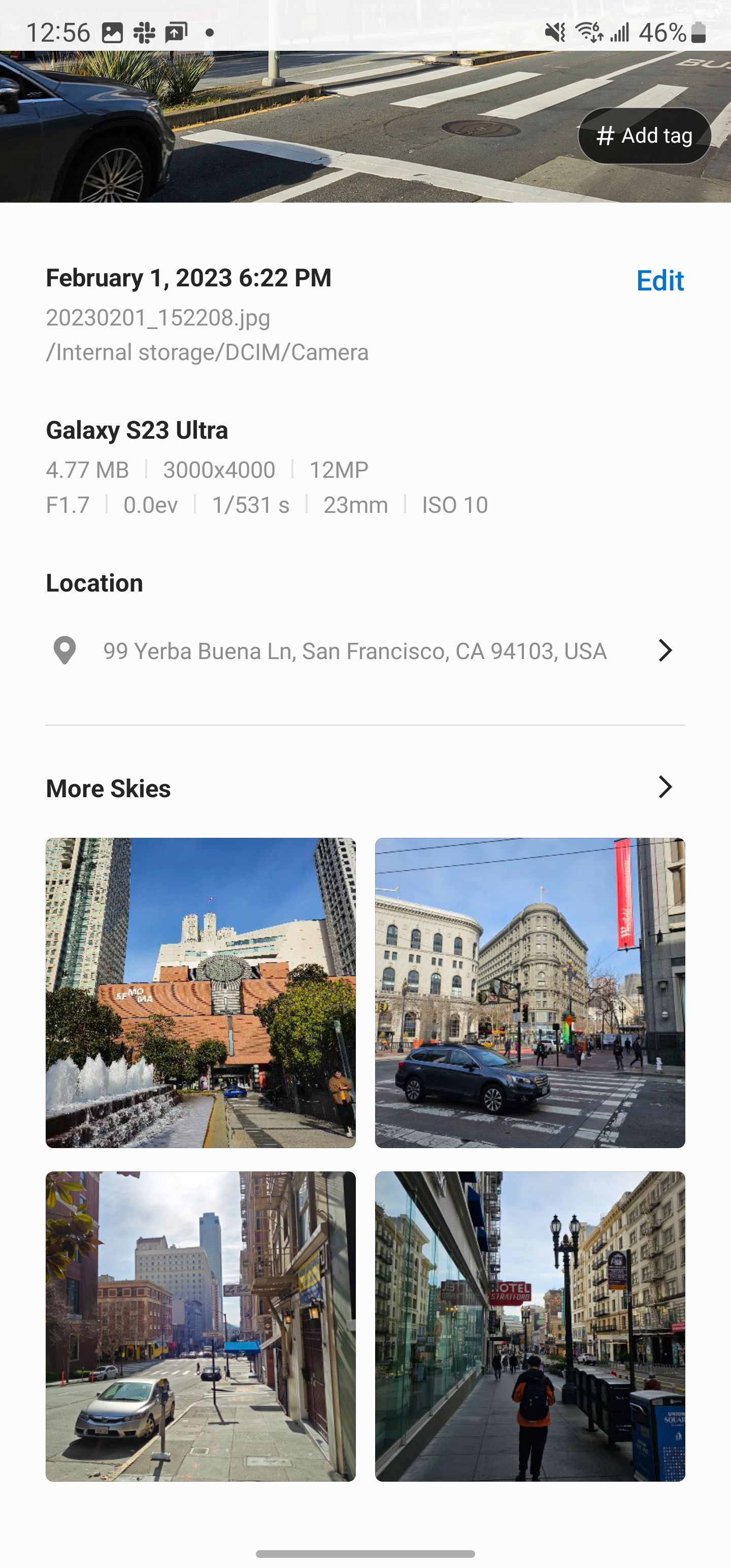 View EXIF ​​data in Samsung gallery in One UI 5.1