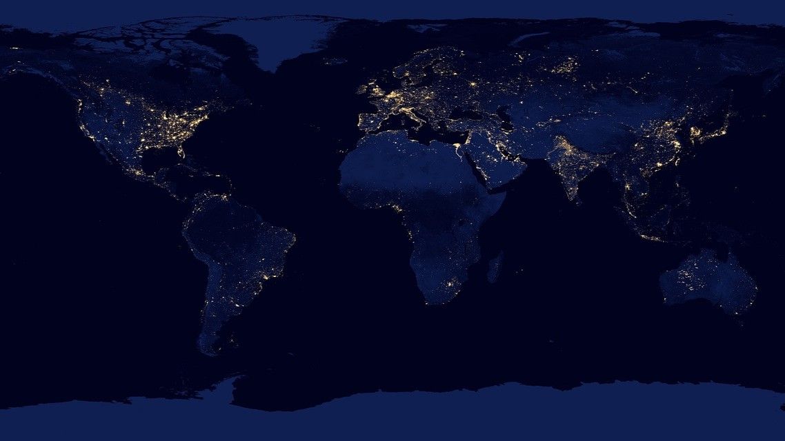 A generic satellite image showing the world at night