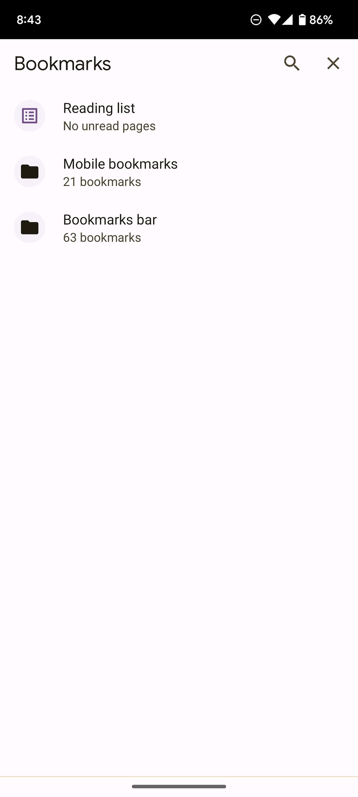 buka folder bookmark di ponsel Chrome