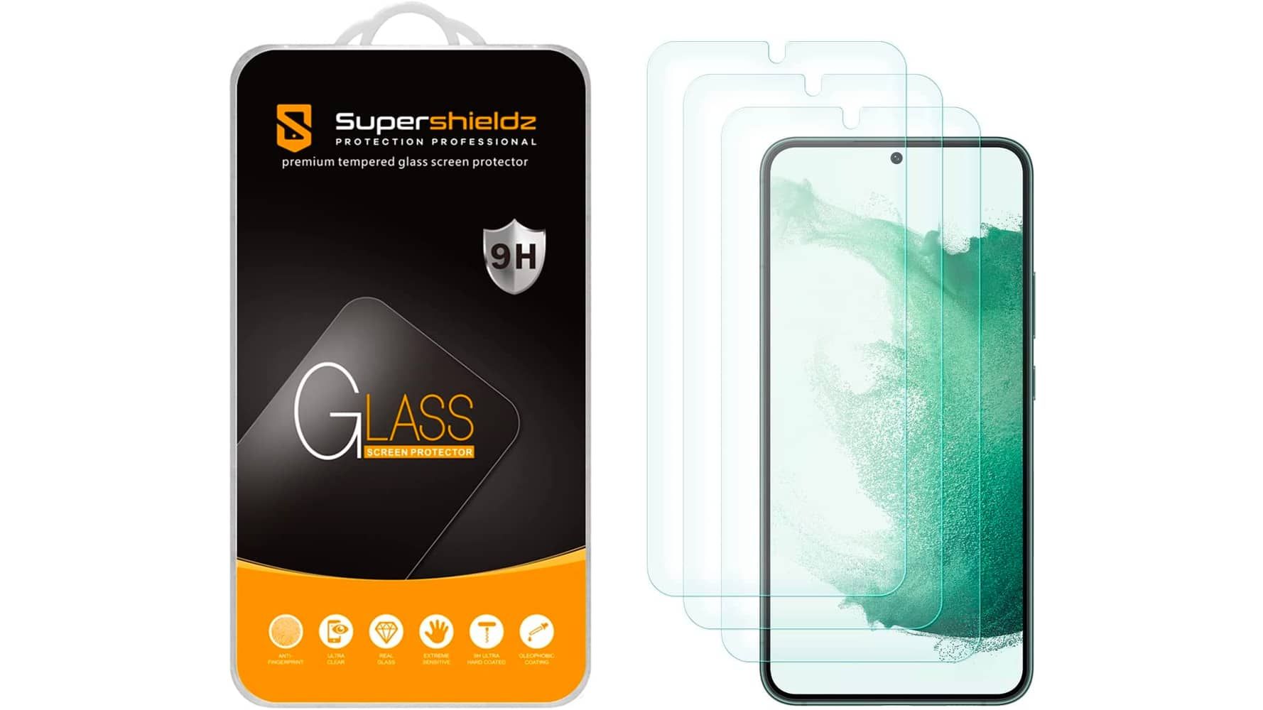 Pelindung layar Supershieldz untuk Galaxy S23 Plus.