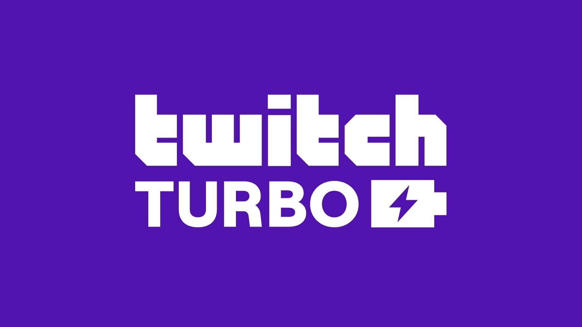 Logo Twitch Turbo dengan teks putih dengan latar belakang ungu