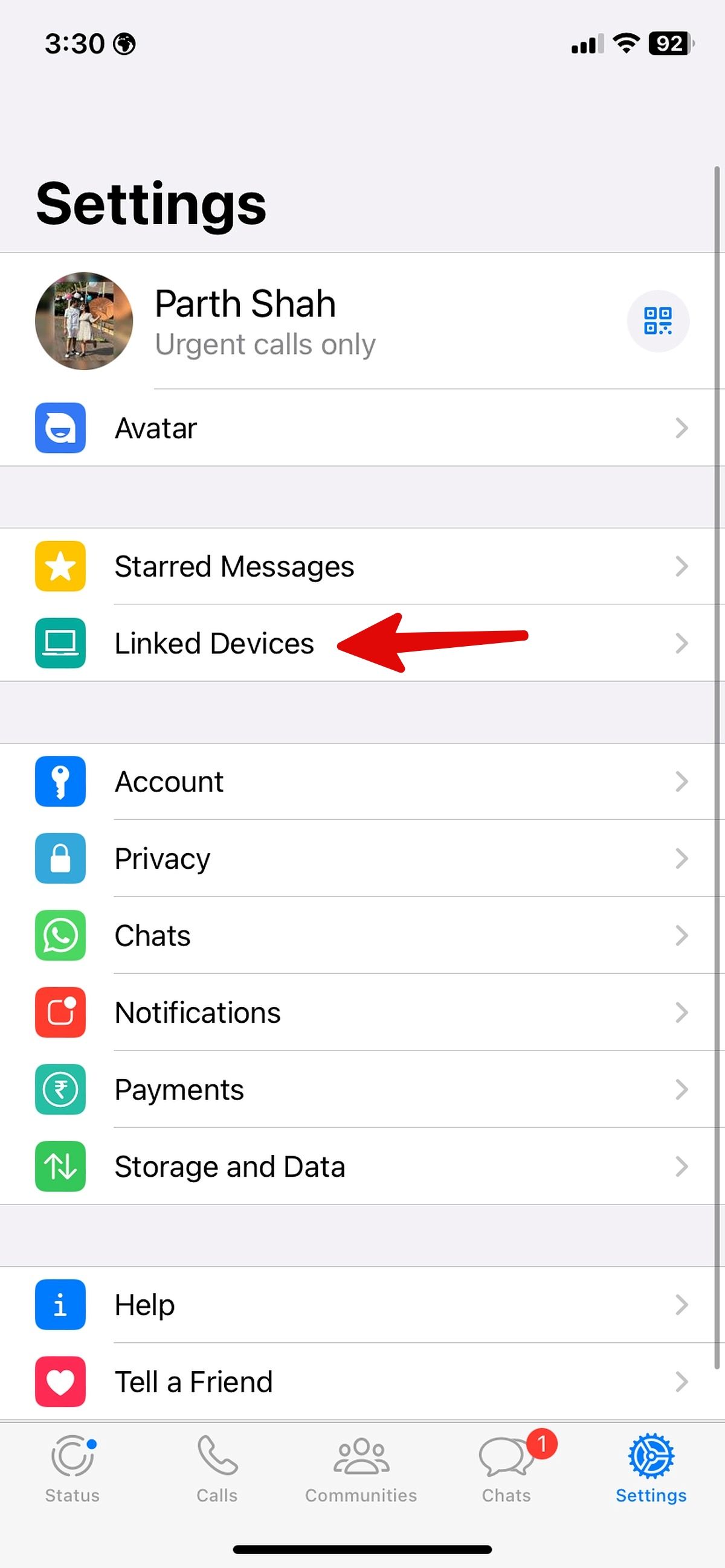 Linked devices on WhatsApp for iPhone