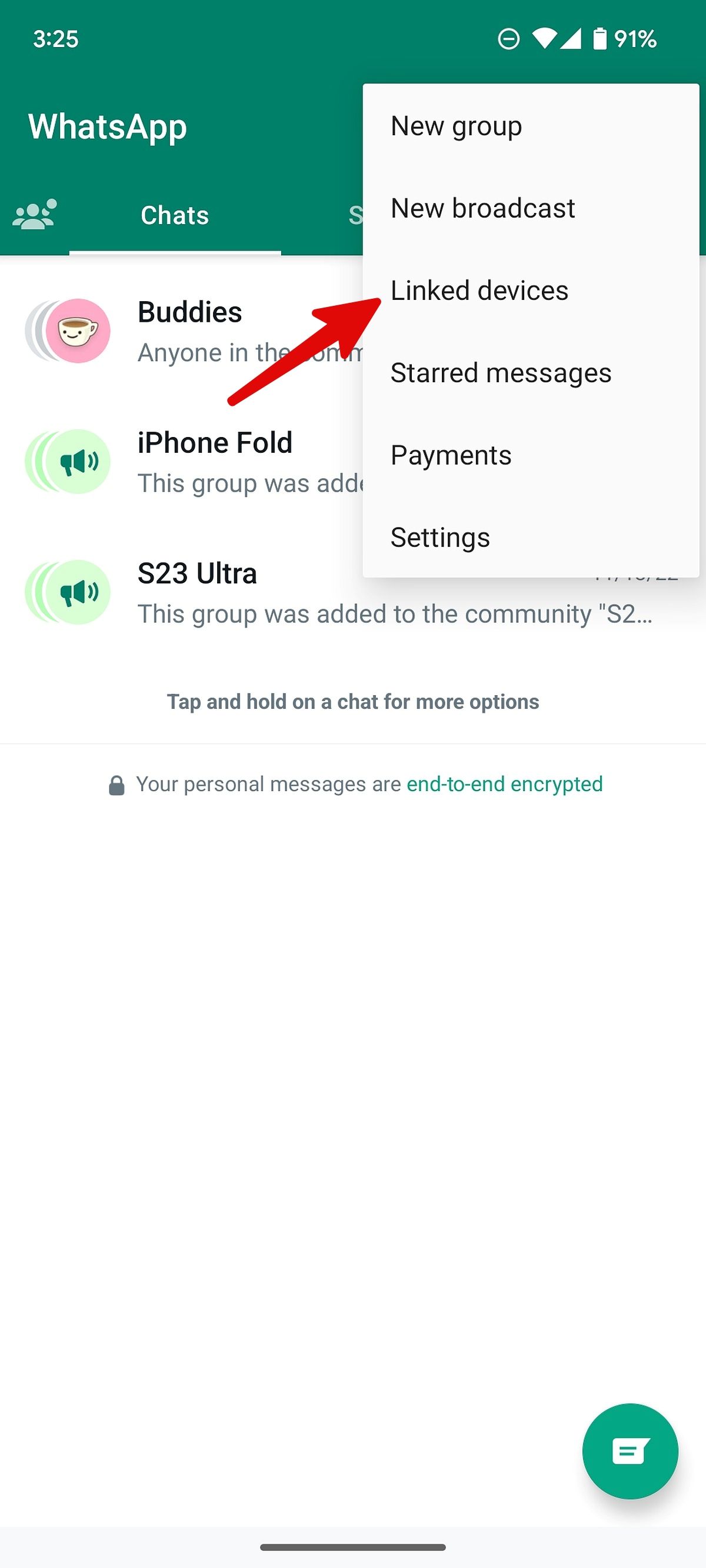 open linked devices in WhatsApp
