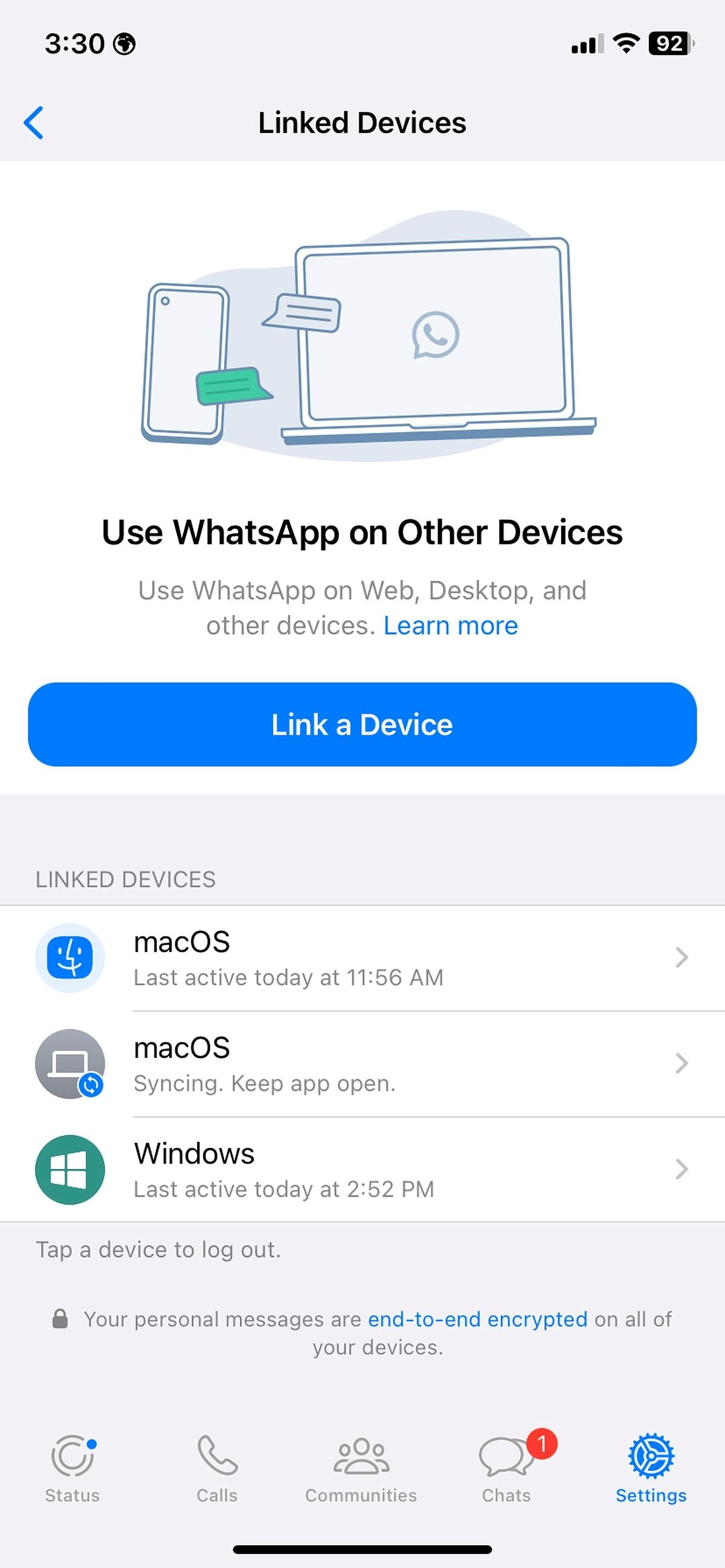 Connected devices on WhatsApp