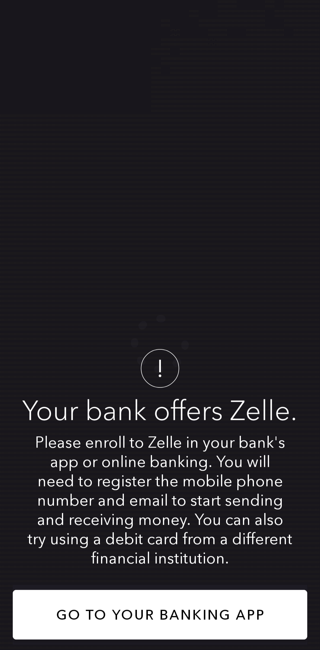 Halaman Bank Anda Menawarkan Zelle di aplikasi Zelle