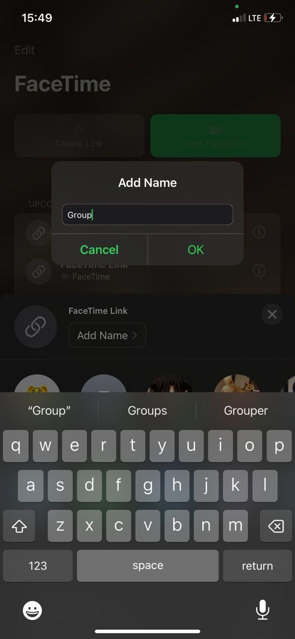 Adding a name for FaceTime call