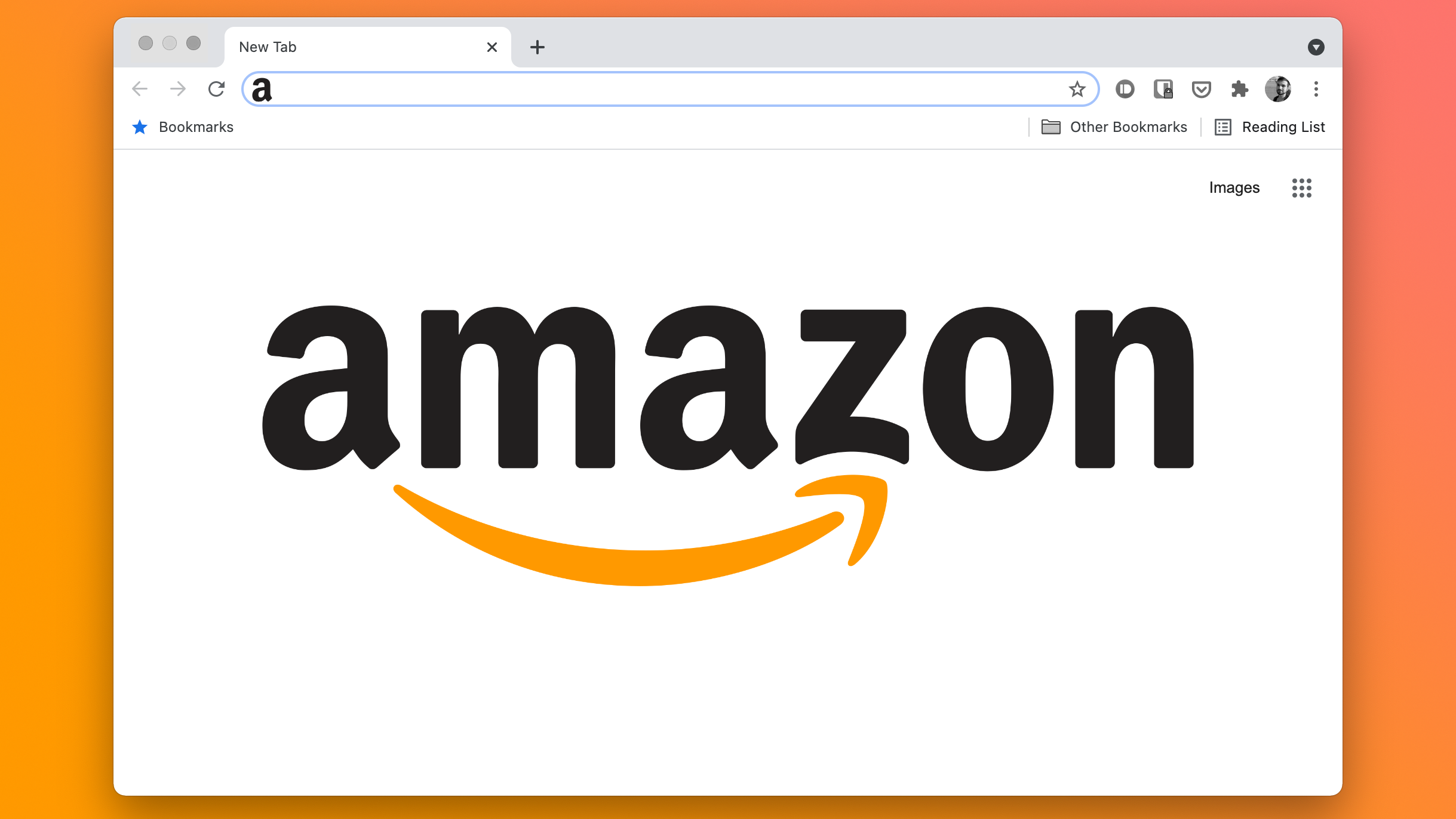 Mockup of desktop web browser with Amazon branding