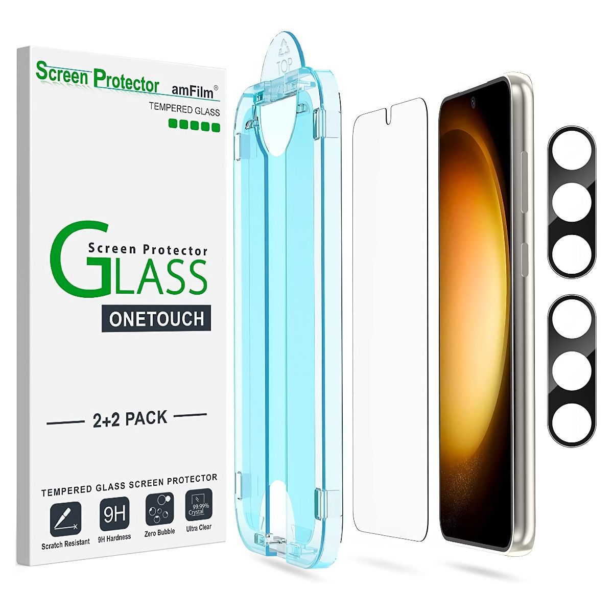 amFilm Tempered Glass Screen Protector for Galaxy S23 Plus.