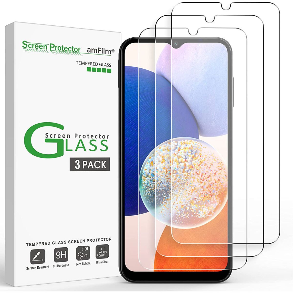 amFilm Tempered Glass Screen Protector For Samsung Galaxy A14