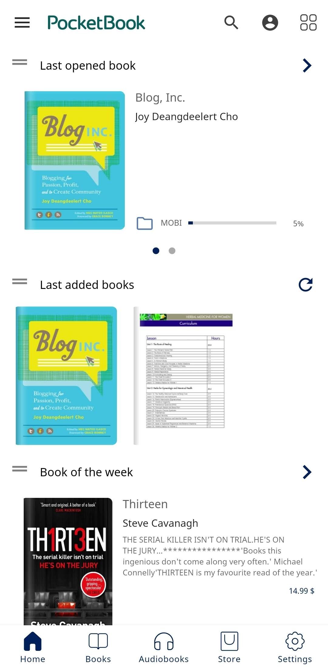 Android e-reader app: PocketBook