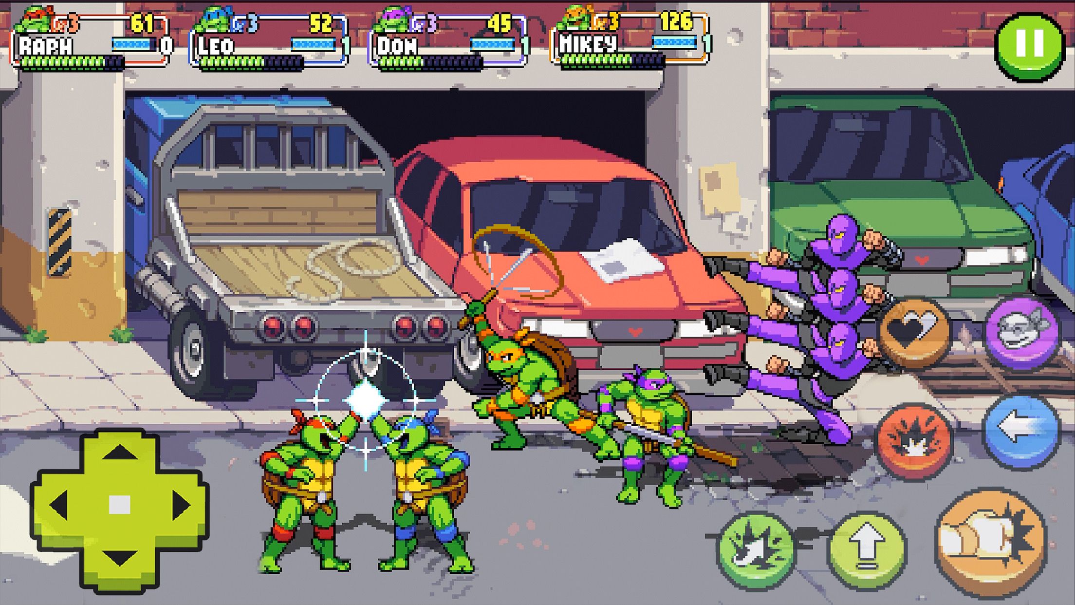 teenage mutant ninja turtles fighting ninjas from TMNT Shredders Revenge game
