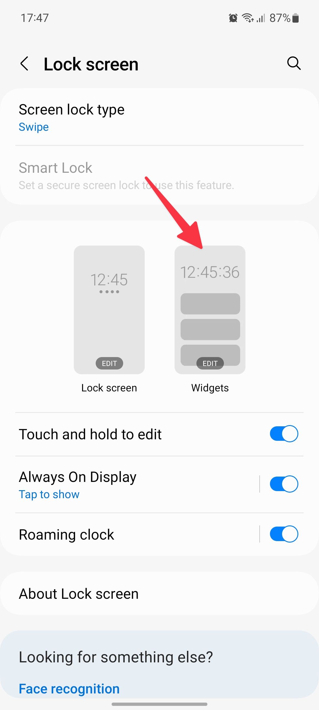 select widgets in Samsung One UI