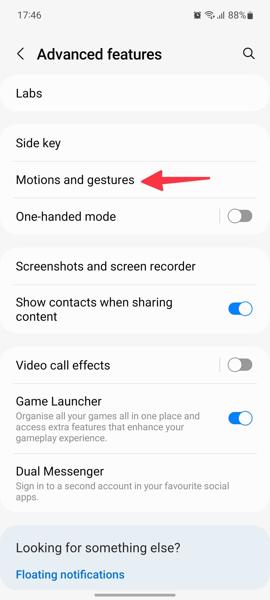 motions and gestures in Samsung One UI