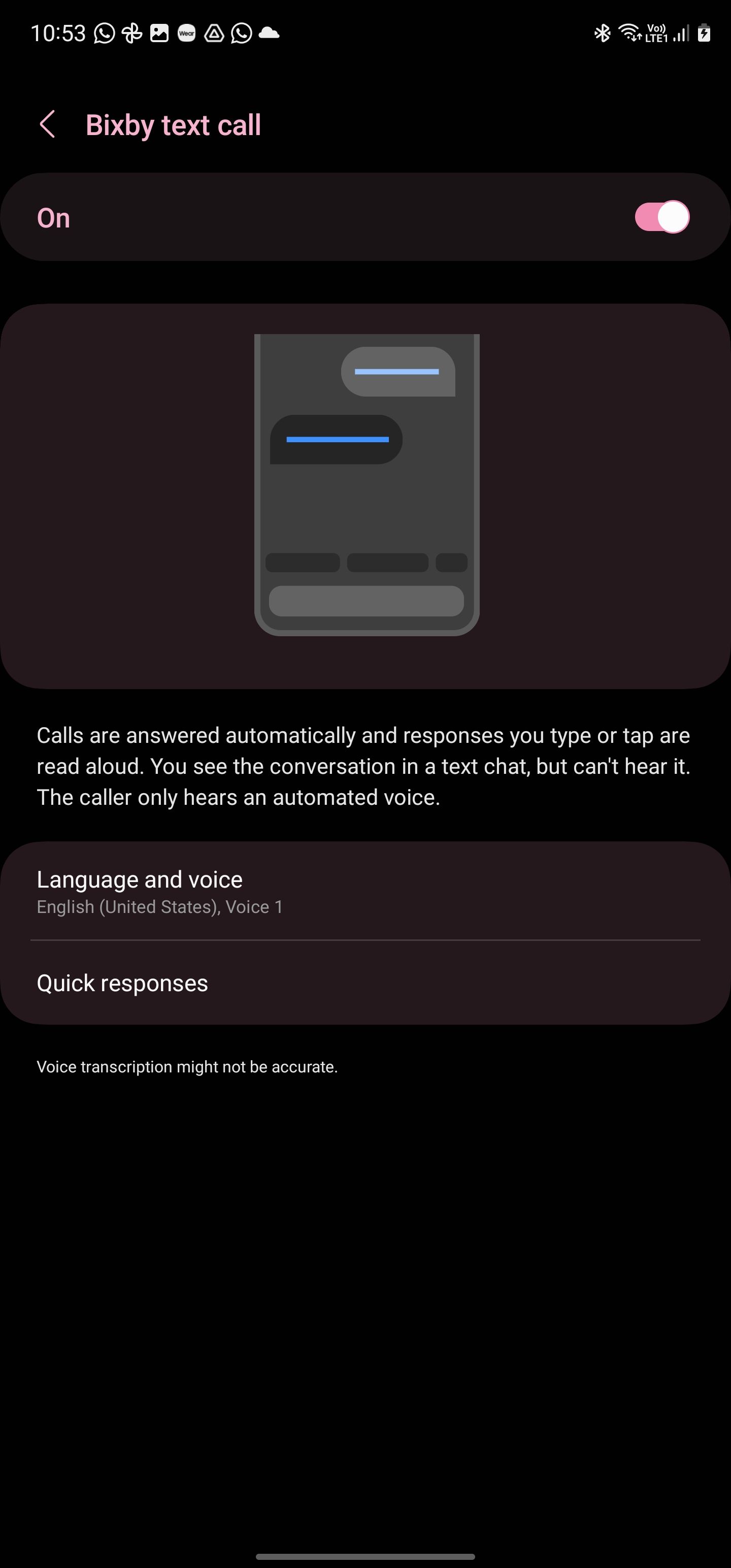 Bixby-Text-Anrufeinstellungen in der Samsung-Telefon-App