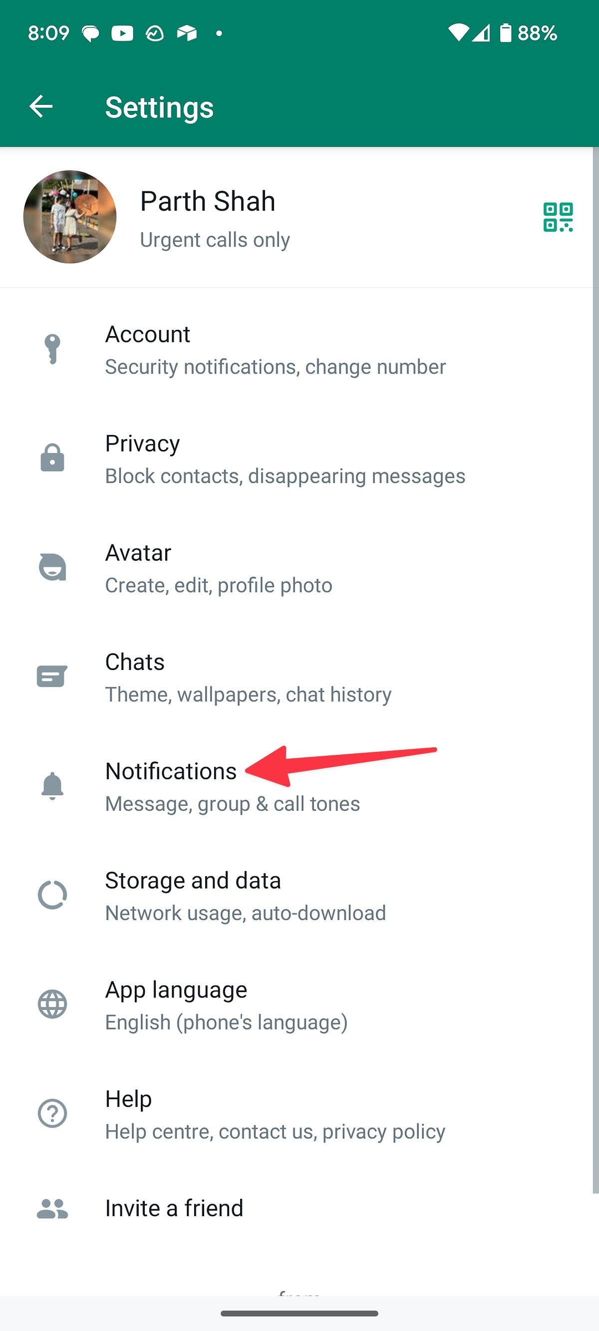 select WhatsApp notifications