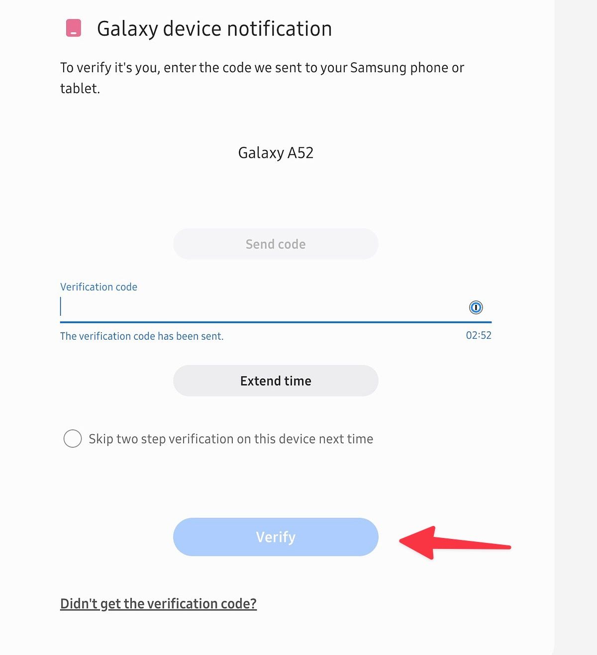 verify your samsung account for resetting
