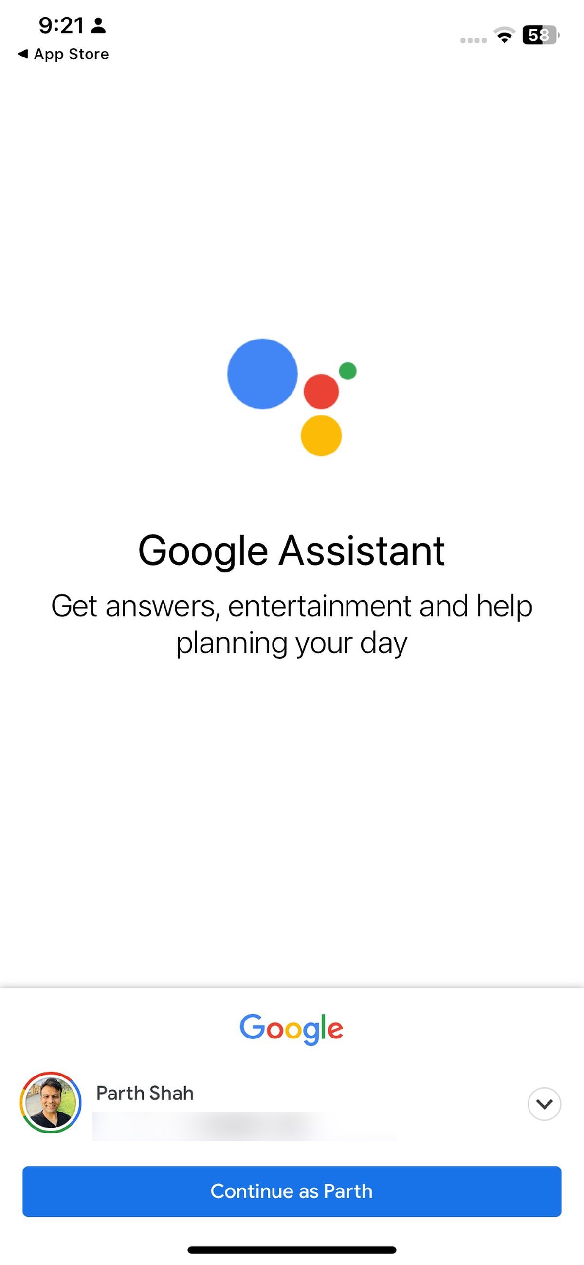 Sign in to Google Assistant on iPhone