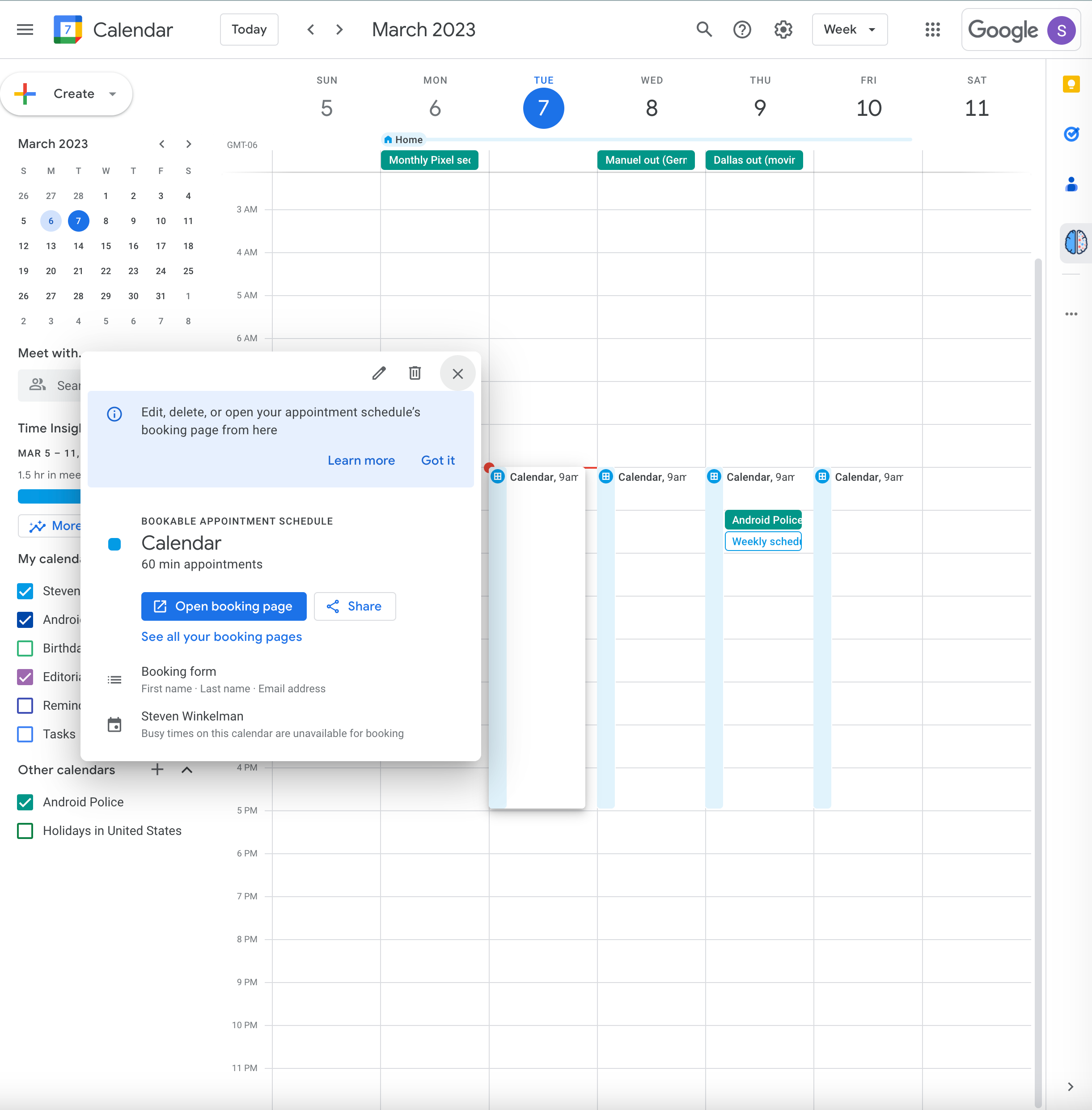 Google Calendar: How to create an appointment calendar