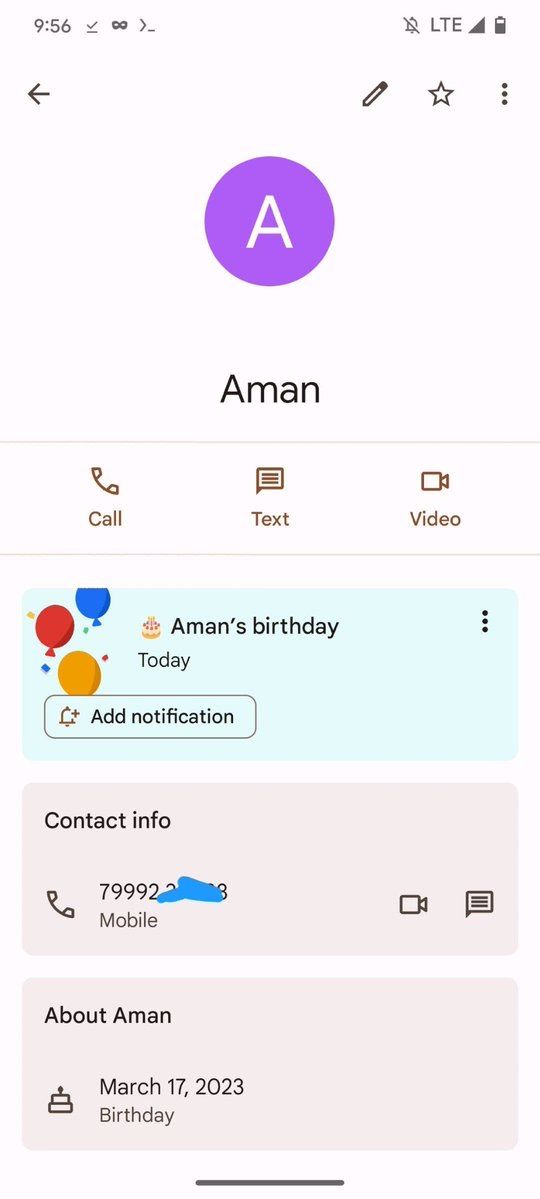 Notificação de aniversário dos Contatos do Google