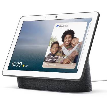 Google Nest Hub max max retratado em um ângulo