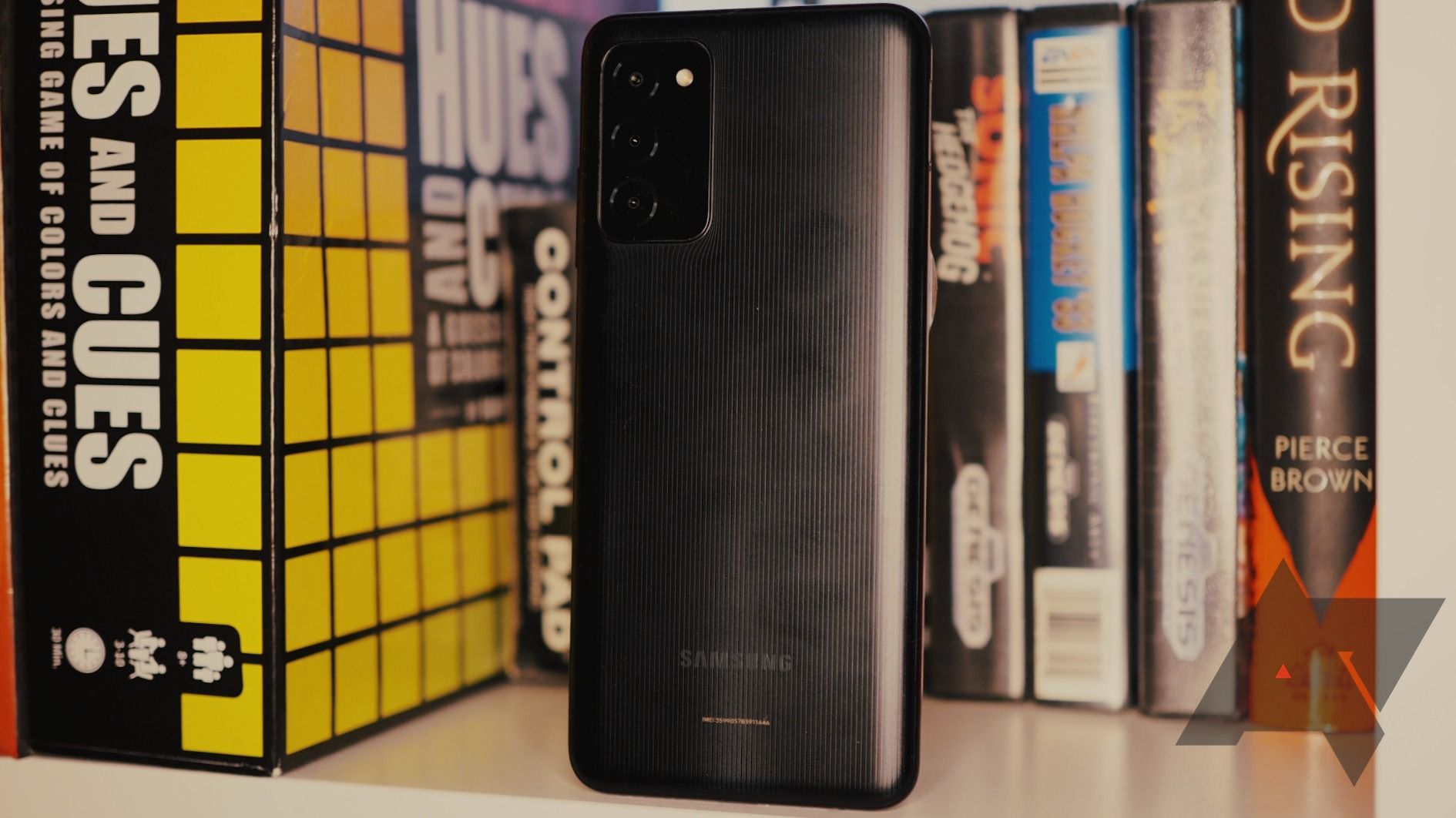 Back of Samsung Galaxy A03s on shelf