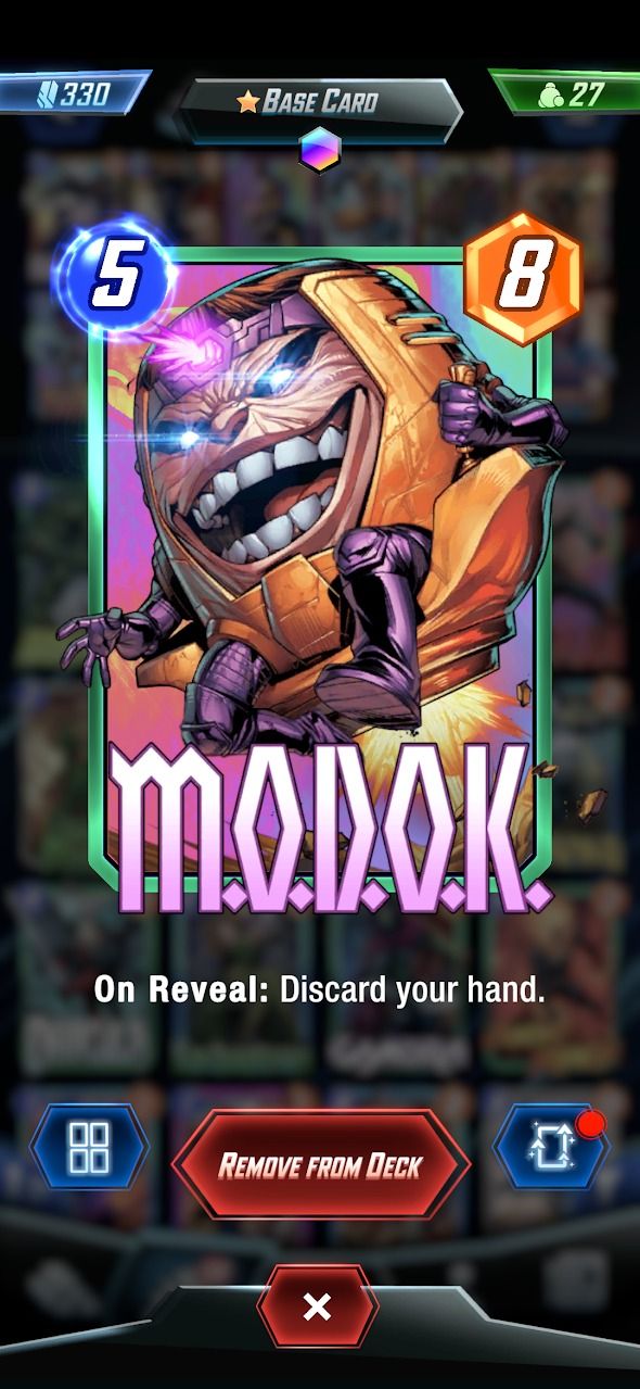 marvel snap screenshot showing modok card