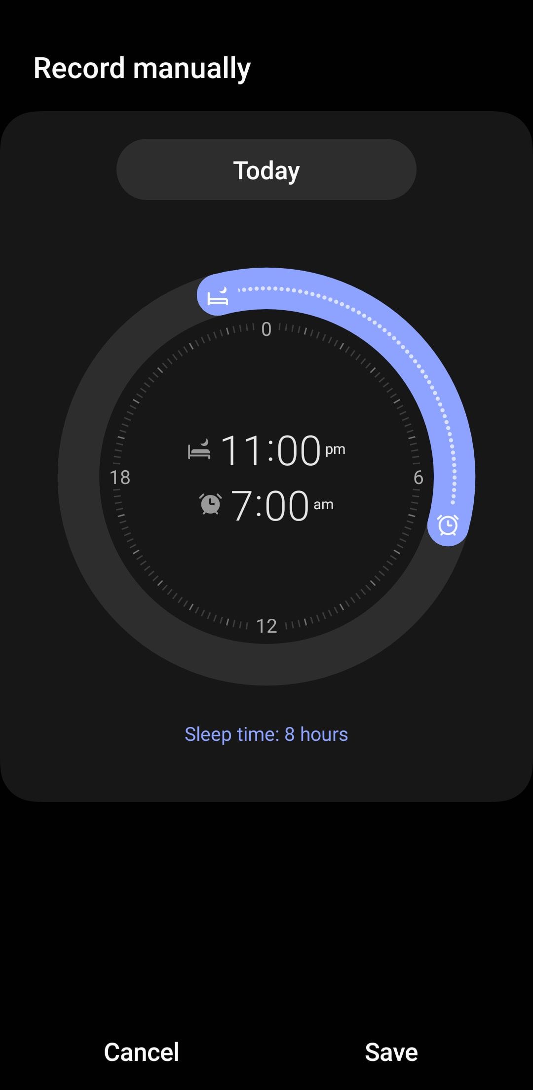 Merekam data tidur secara manual di Jam Samsung
