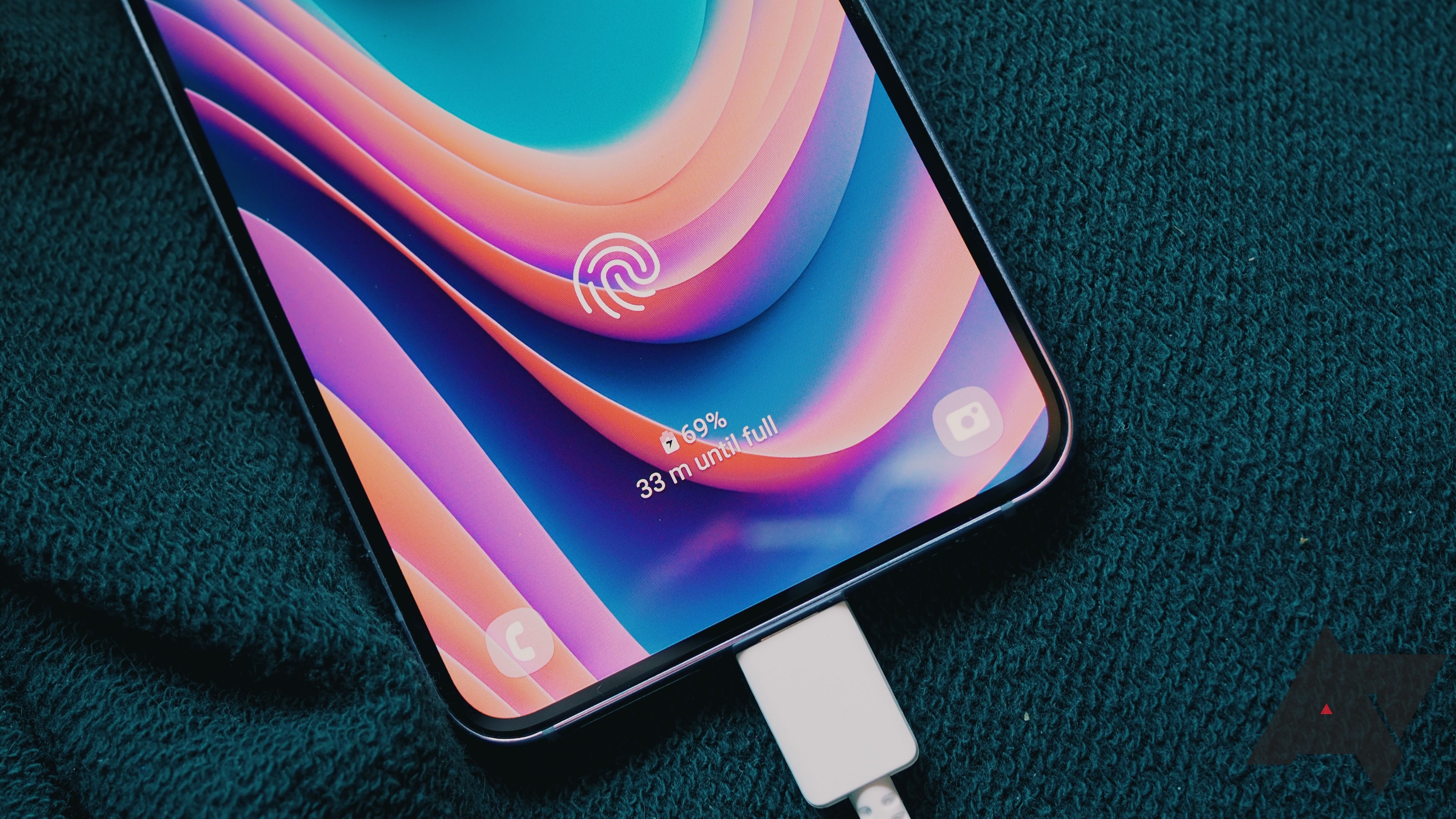 Samsung Galaxy S22 charging with a USB-C cable