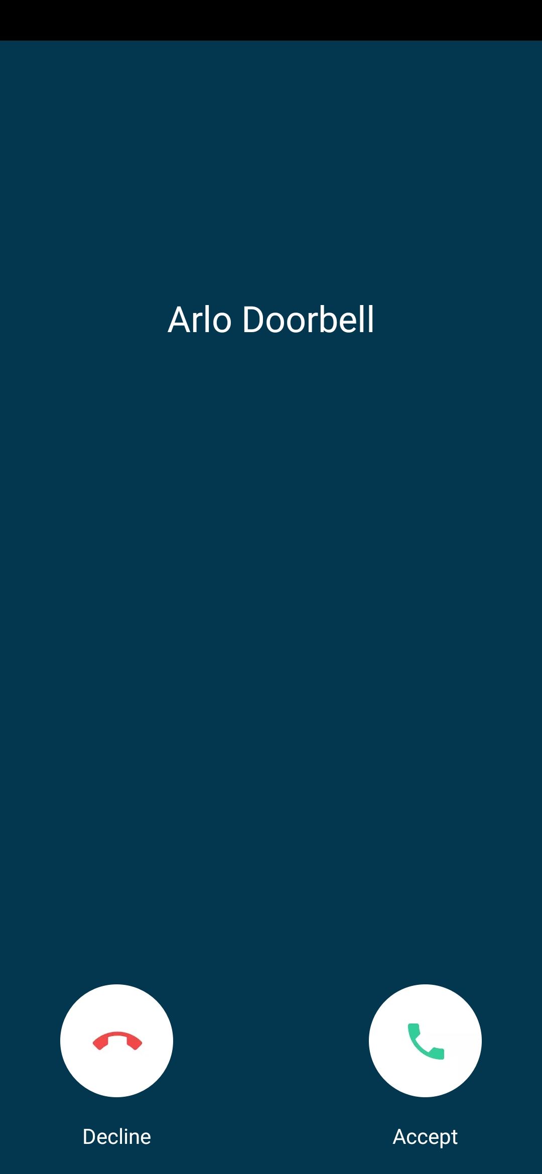 A screenshot of the Arlo Essential Video Doorbell call screen
