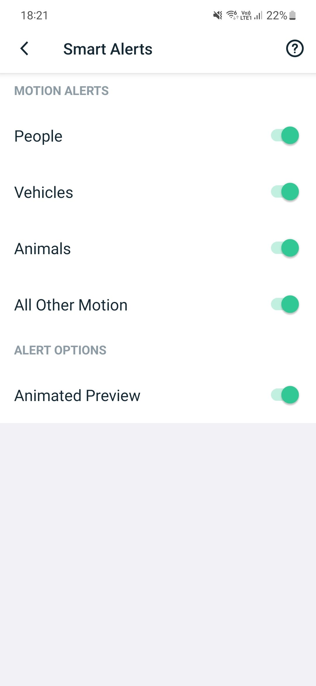 A screenshot of the Arlo Essential Video Doorbell motion settings