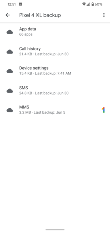 Screenshot shows the backup contents for a specific backup in Google Drive.
