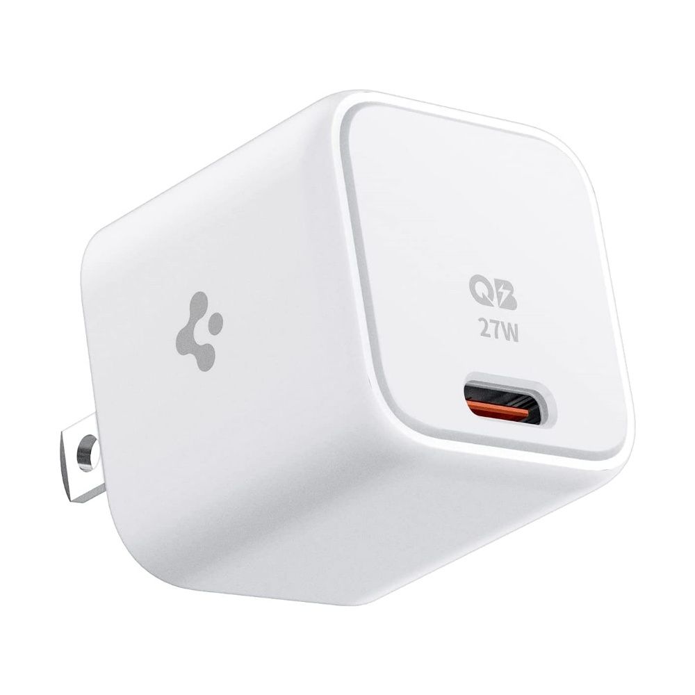 spigen 27w usb-c charger, angled view