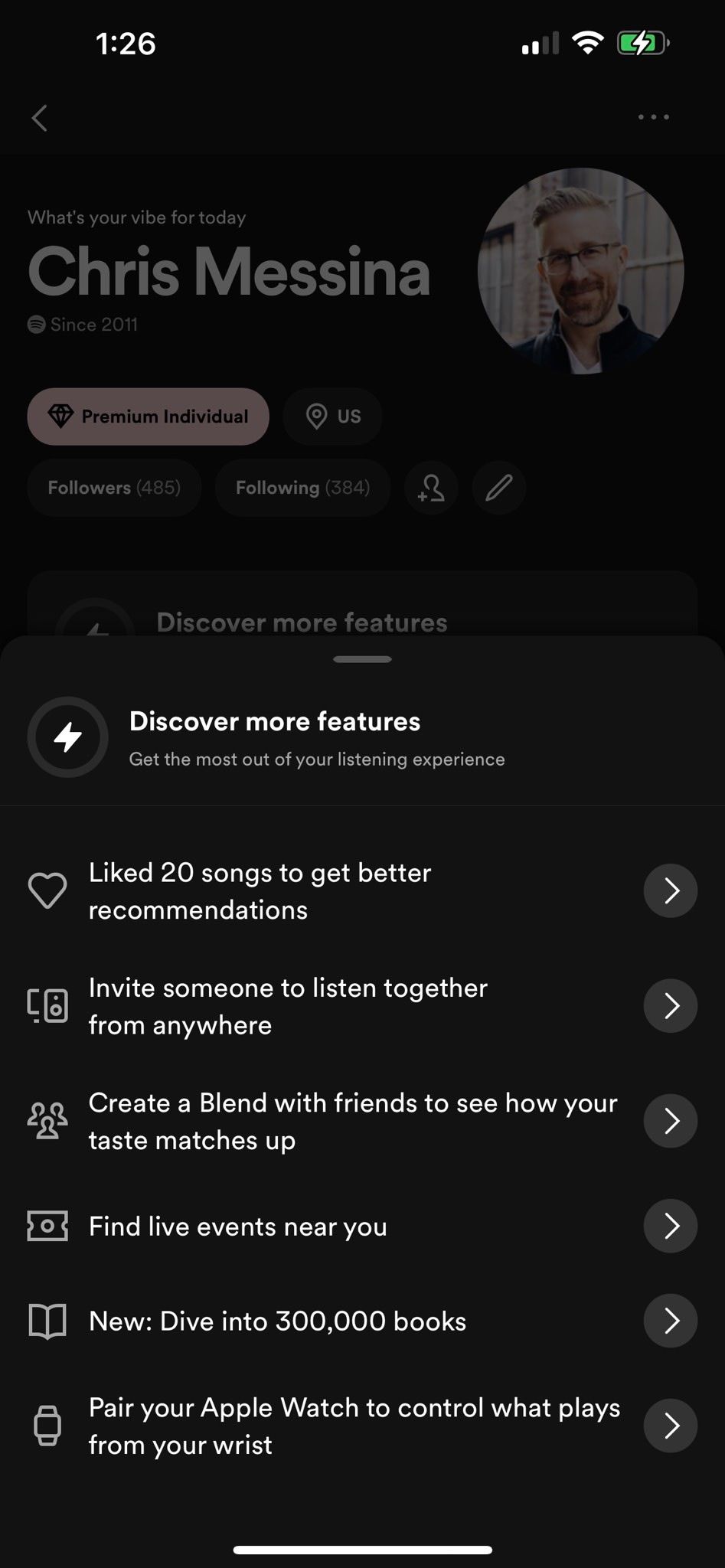 Renovação do perfil de usuário do Spotify -1