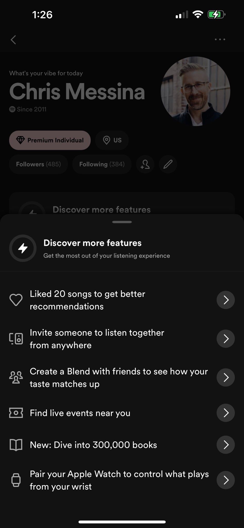 New Spotify user profile