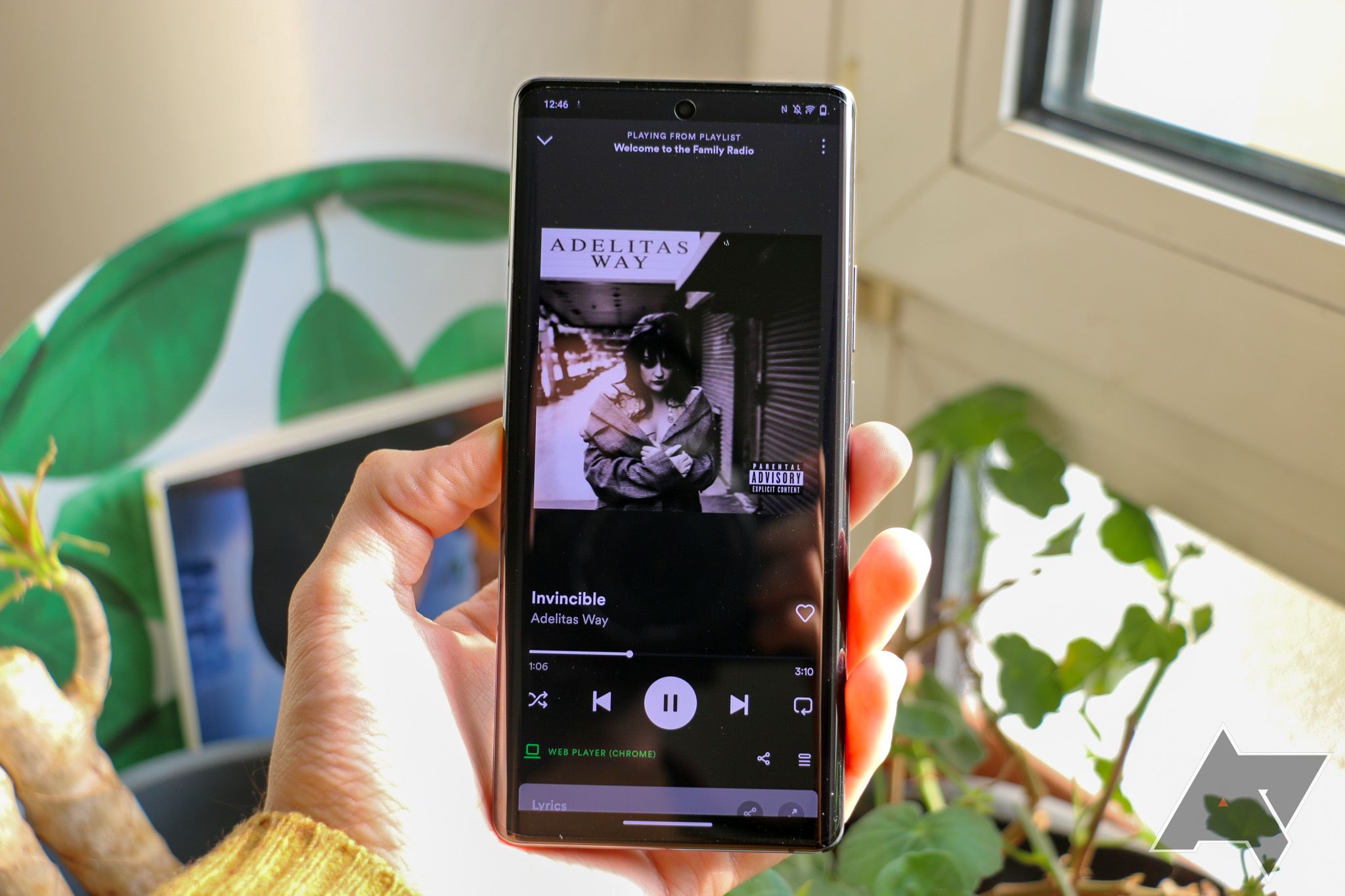 A Vivo X90 Pro playing a song on Spotify