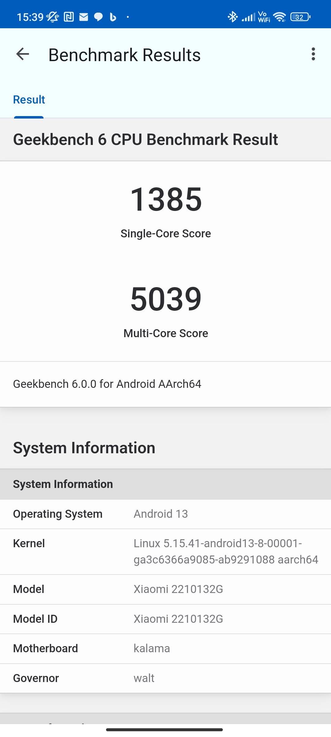 Xiaomi 13 Pro results in Geekbench 6: 1385 single-core and 5039 multi-core