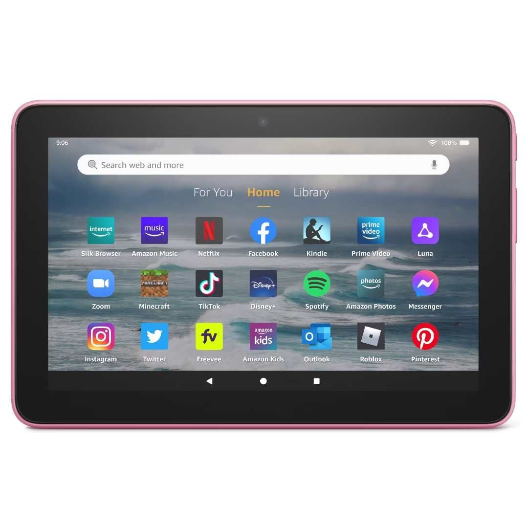 Pink Amazon Fire 7 on white (2022)