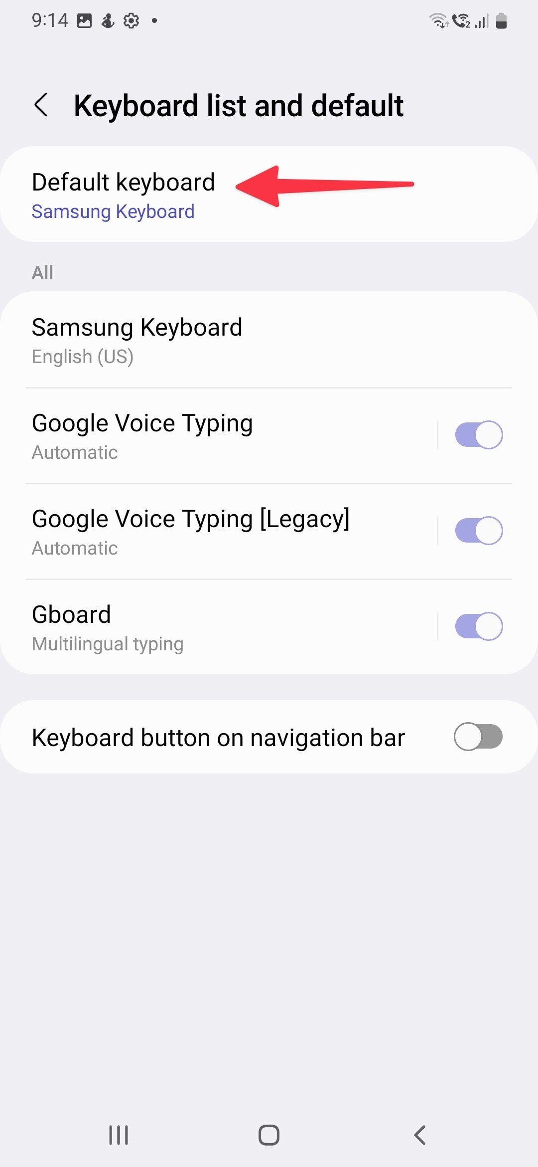 open default keyboard on Samsung