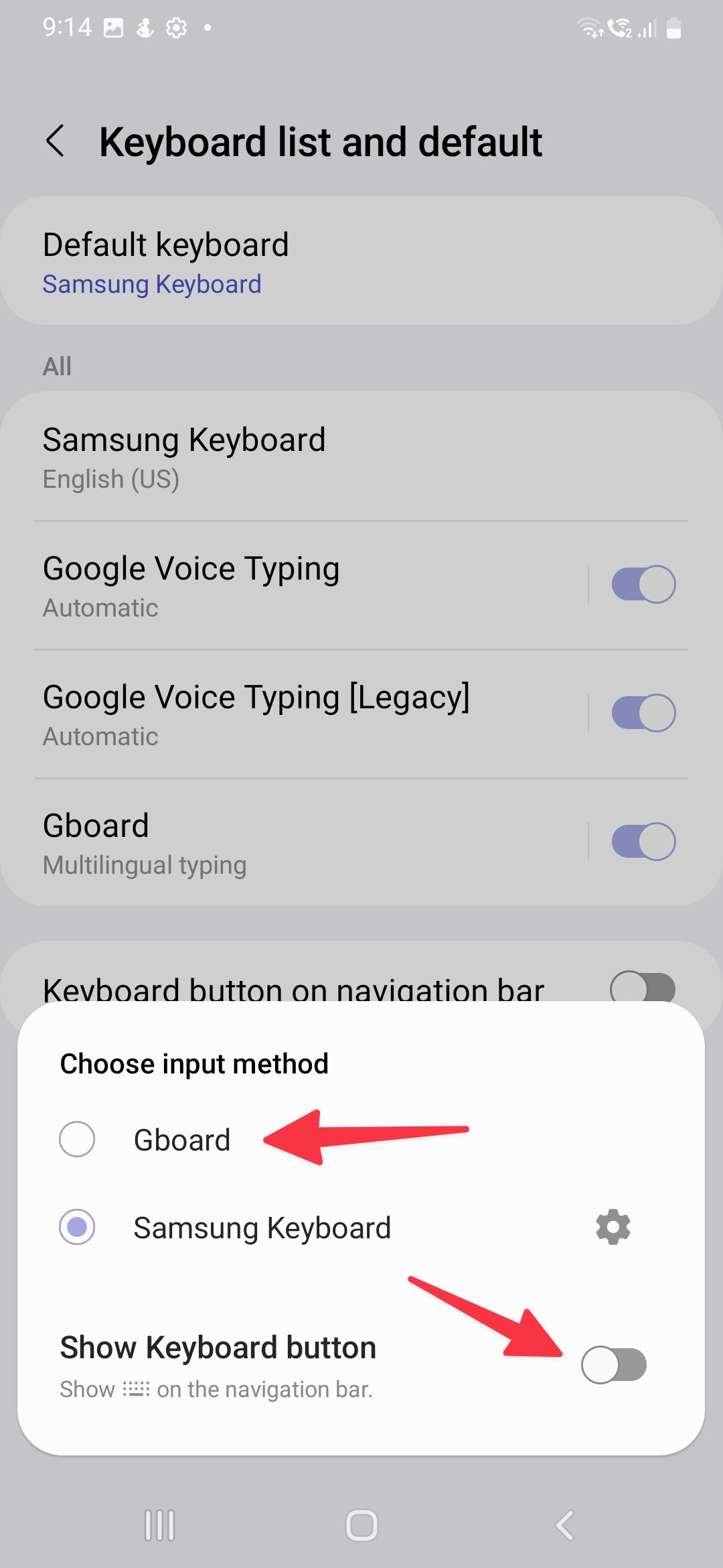enable gboard on samsung