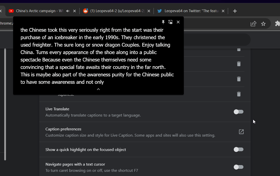 Imagem relacionada a Google Chrome testa recurso de tradução em tempo real de legendas