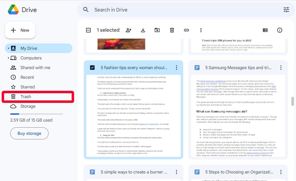 Aplicativo da Web do Google Drive acessado por meio do navegador Chrome