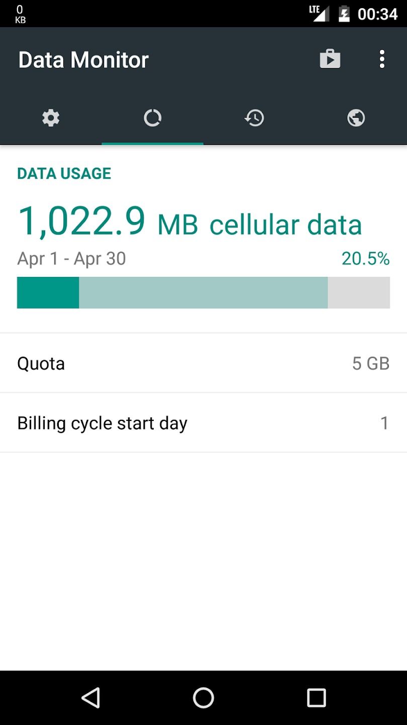 screenshot from the data monitor app