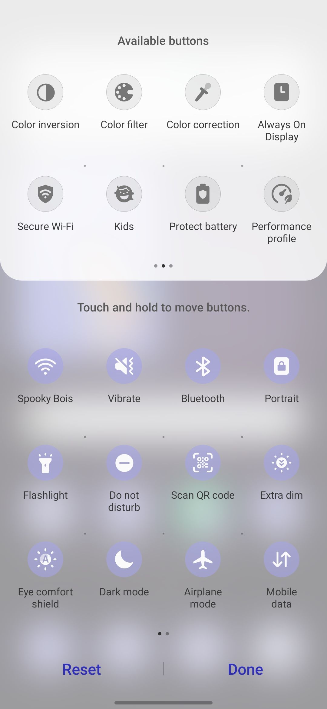 Editing the quick settings menu on a Samsung phone
