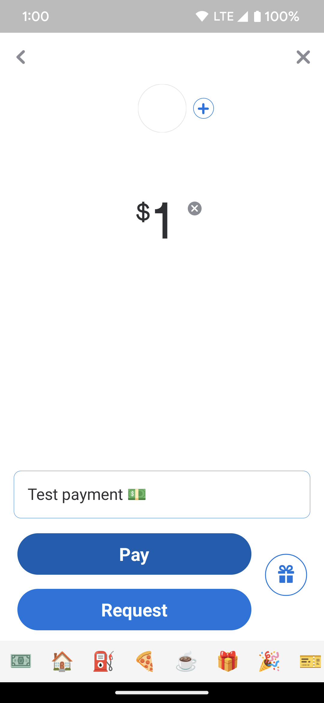 A screenshot of the pay feature in the Venmo app.