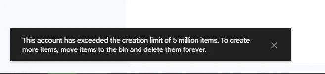 Mensagem de erro de limite de arquivo do GDrive